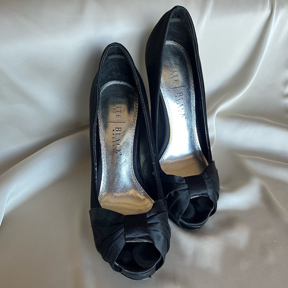 White House Black Market “Ray” Satin Black Heels